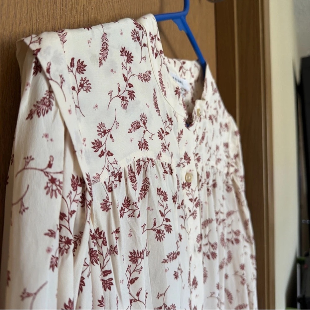 FRAME. Voluminous Blouson-Sleeve Floral Blouse. XS.